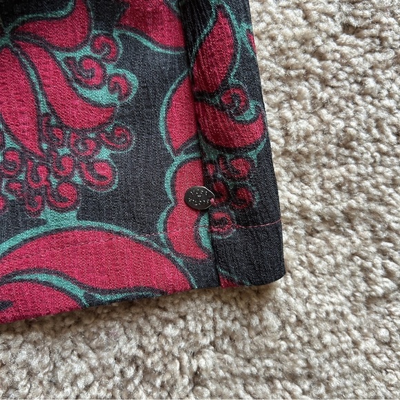 Scotch & Soda Floral Mid Rise A-Line Pleated Black Red Midi Skirt Size XS - Picture 8 of 14